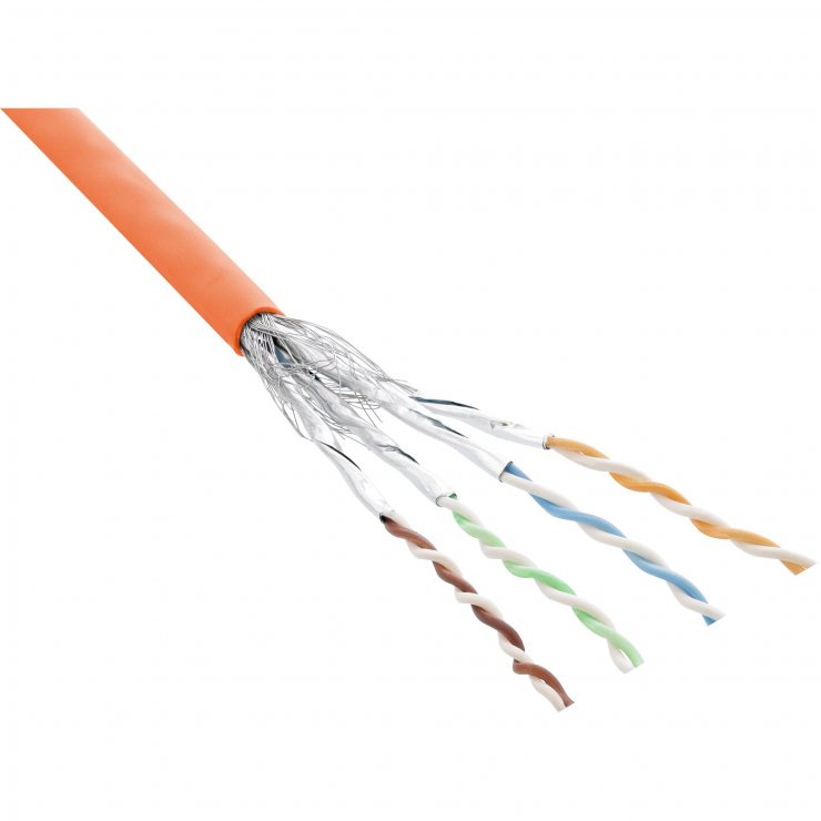 Imagine Rola 100m cablu de retea RJ45 Cat. 6 S/FTP PiMF Orange, InLine IL76499O